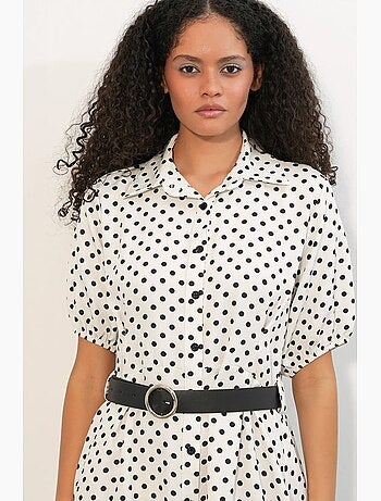 Robe chemise midi à pois avec ceinture bdart