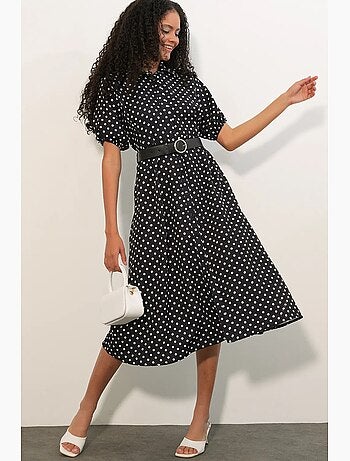 Robe chemise midi à pois avec ceinture bdart