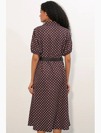 Robe chemise midi à pois avec ceinture bdart