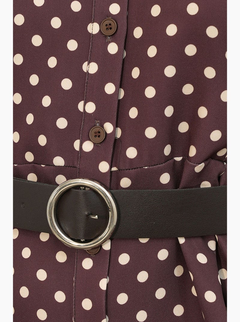 Robe chemise midi à pois avec ceinture bdart Rouge bordeaux - Kiabi