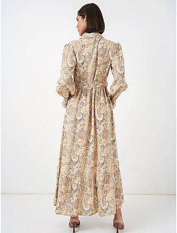 Robe-chemise midi ceinturée à motif cachemire bdart