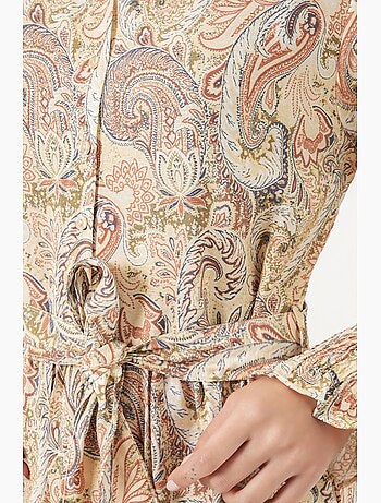 Robe-chemise midi ceinturée à motif cachemire bdart