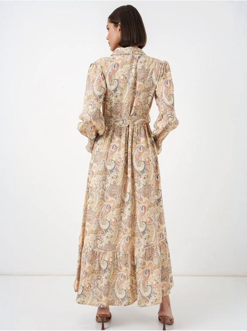 Robe-chemise midi ceinturée à motif cachemire bdart - Kiabi Robe-chemise midi ceinturée à motif cachemire bdart - Kiabi
