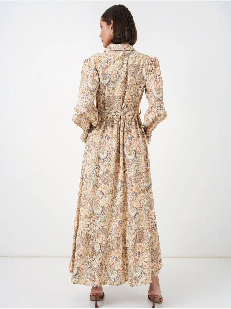 Robe-chemise midi ceinturée à motif cachemire bdart Ambre - Kiabi