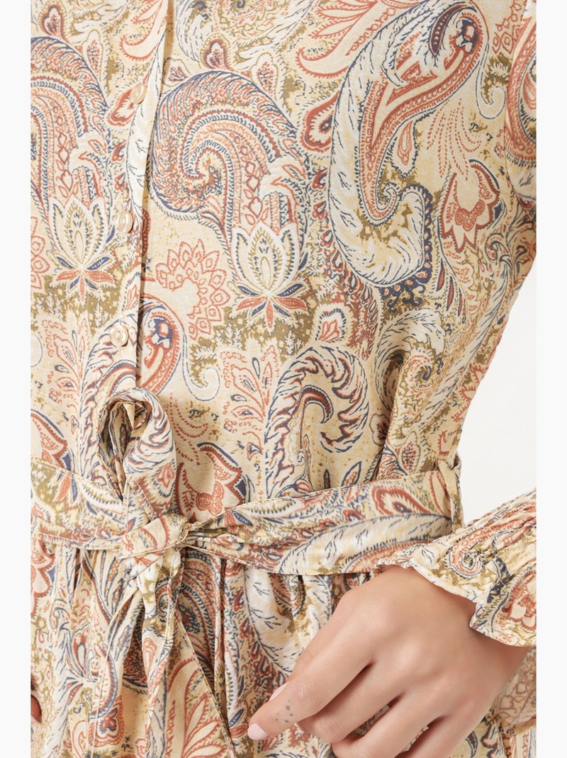 Robe-chemise midi ceinturée à motif cachemire bdart Ambre - Kiabi