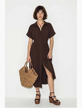 Robe chemise midi cintrée lucci
