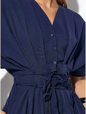 Robe chemise midi décontractée à col en v busem
