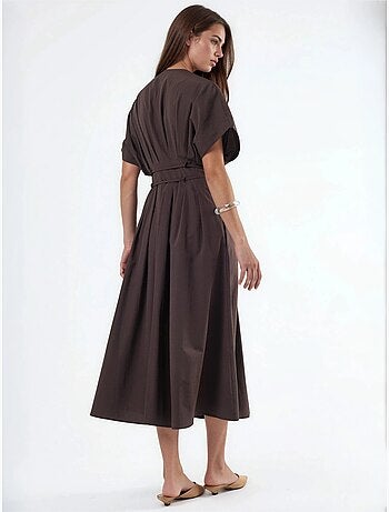 Robe chemise midi décontractée à col en v busem