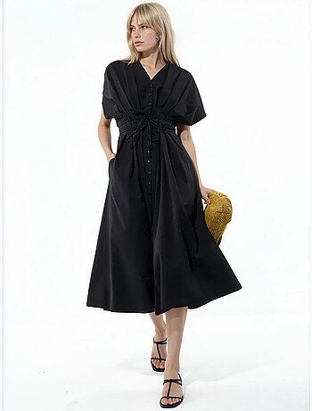 Robe chemise midi décontractée à col en v busem