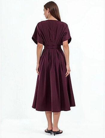 Robe chemise midi décontractée à col en v busem