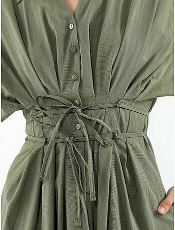 Robe chemise midi décontractée à col en v busem