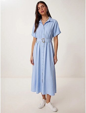 Robe chemise midi en popeline ceinturée istanbul