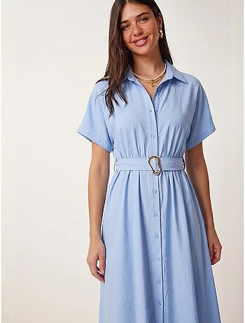 Robe chemise midi en popeline ceinturée istanbul
