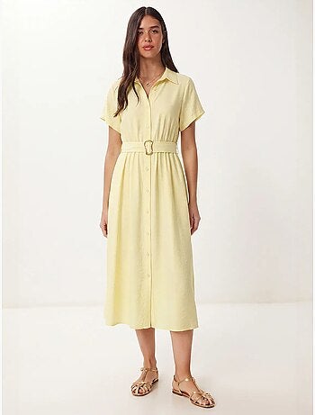 Robe chemise midi en popeline ceinturée istanbul