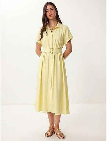 Robe chemise midi en popeline ceinturée istanbul
