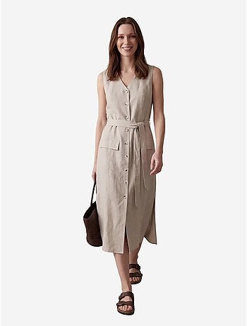 Robe-chemise midi femme en popeline de coton my fashion