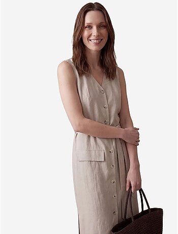 Robe-chemise midi femme en popeline de coton my fashion