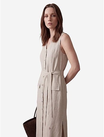 Robe-chemise midi femme en popeline de coton my fashion
