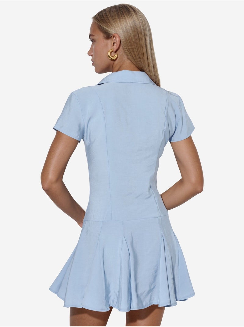 Robe chemise midi trapèze femme busem Bleu ciel - Kiabi