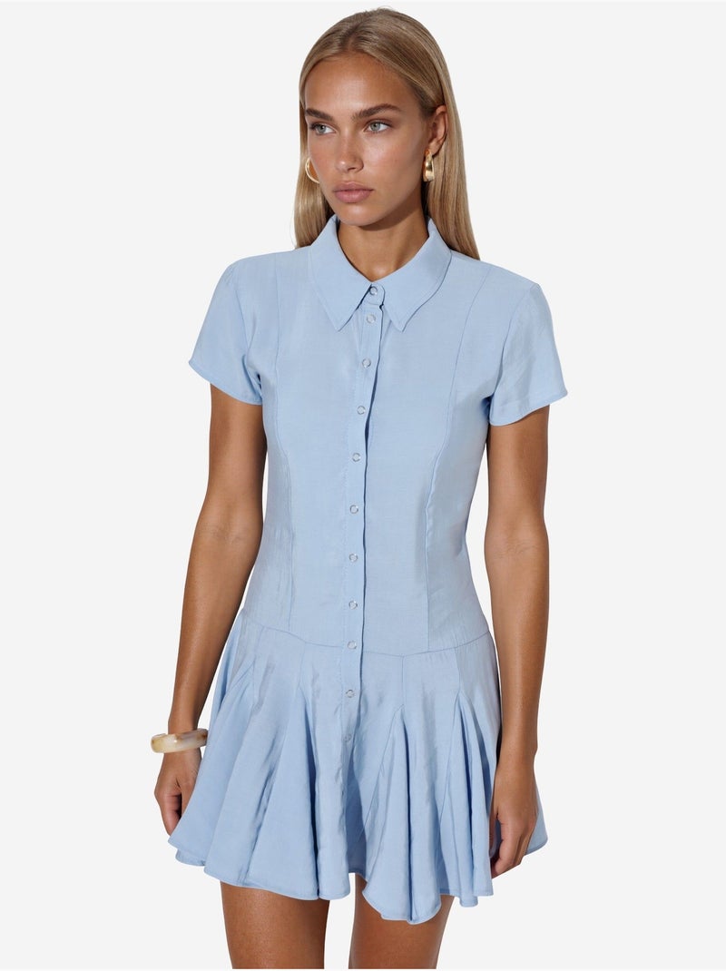 Robe chemise midi trapèze femme busem Bleu ciel - Kiabi