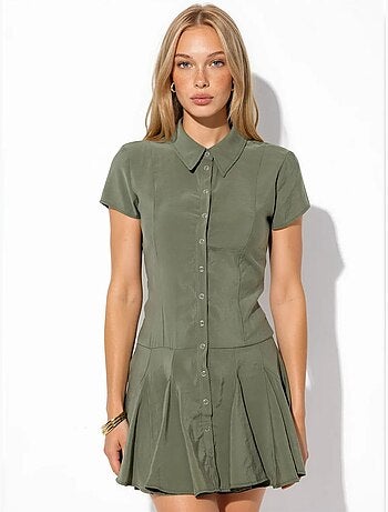 Robe chemise midi trapèze femme busem