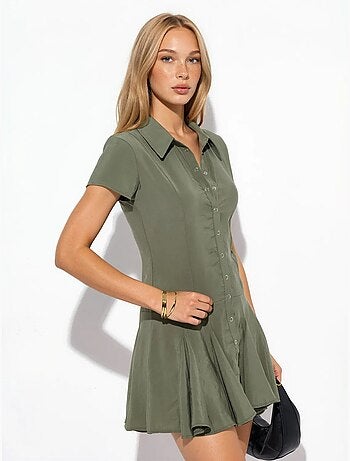 Robe chemise midi trapèze femme busem