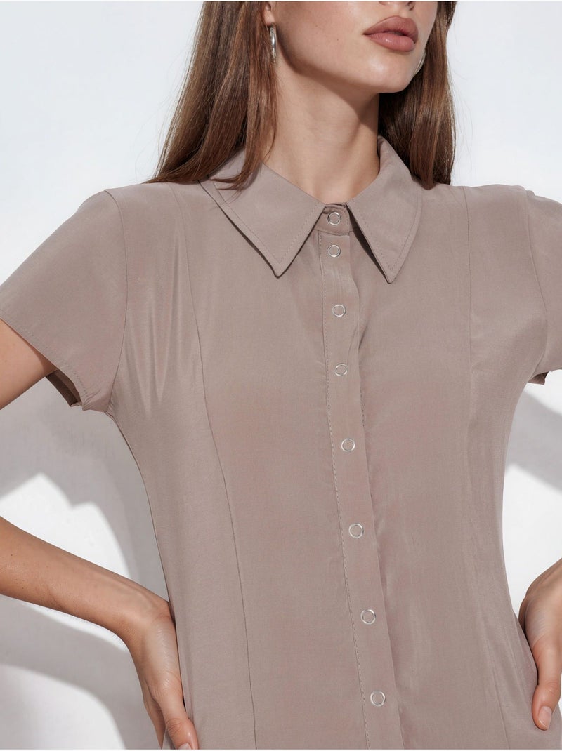 Robe chemise midi trapèze femme busem Mauve - Kiabi
