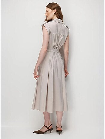 Robe chemise midi trapèze texturée avec ceinture mixray