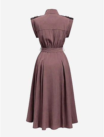 Robe chemise midi trapèze texturée avec ceinture mixray