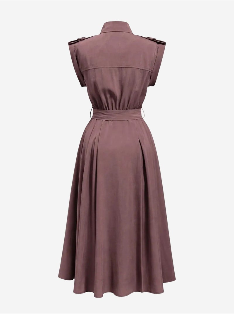 Robe chemise midi trapèze texturée avec ceinture mixray Mauve - Kiabi