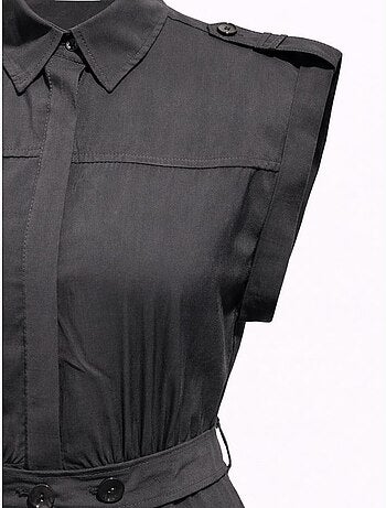 Robe chemise midi trapèze texturée avec ceinture mixray