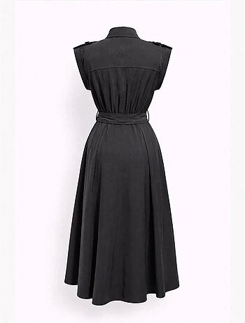 Robe chemise midi trapèze texturée avec ceinture mixray