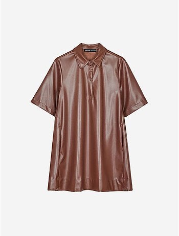 Robe-chemise mini ample en simili cuir dilvin