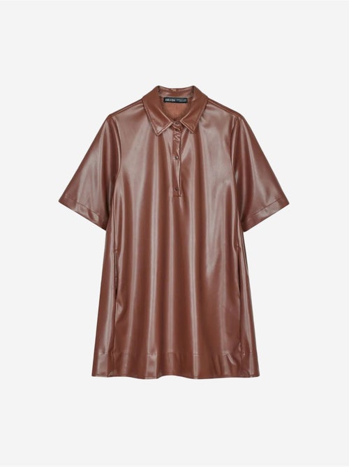 Robe-chemise mini ample en simili cuir dilvin - Kiabi Robe-chemise mini ample en simili cuir dilvin - Kiabi