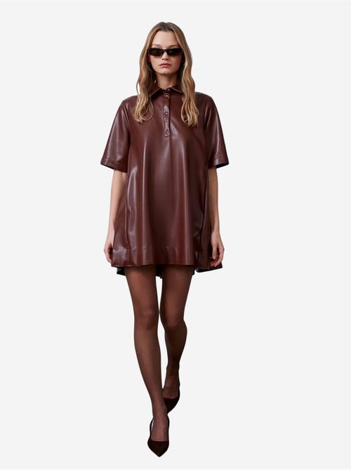 Robe-chemise mini ample en simili cuir dilvin - Kiabi Robe-chemise mini ample en simili cuir dilvin - Kiabi