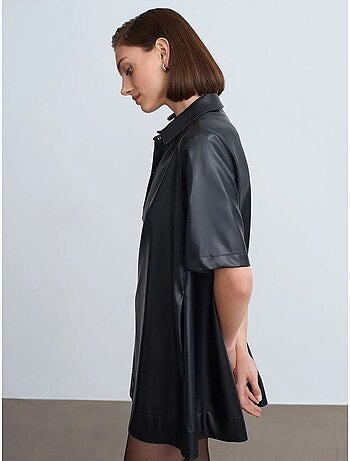 Robe-chemise mini ample en simili cuir dilvin