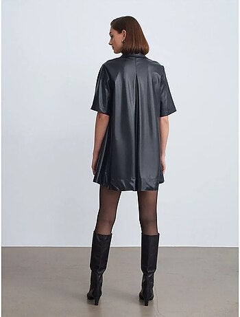 Robe-chemise mini ample en simili cuir dilvin