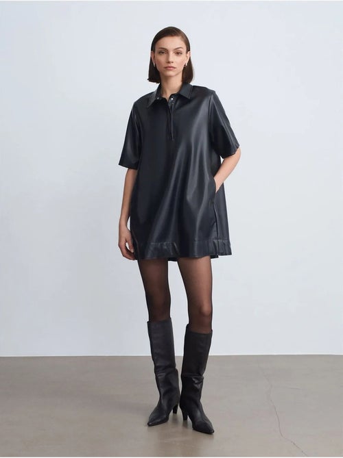 Robe-chemise mini ample en simili cuir dilvin - Kiabi Robe-chemise mini ample en simili cuir dilvin - Kiabi