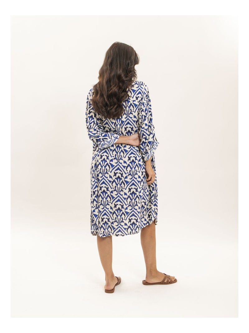 Robe chemise motifs IRVINIE Bleu - Kiabi