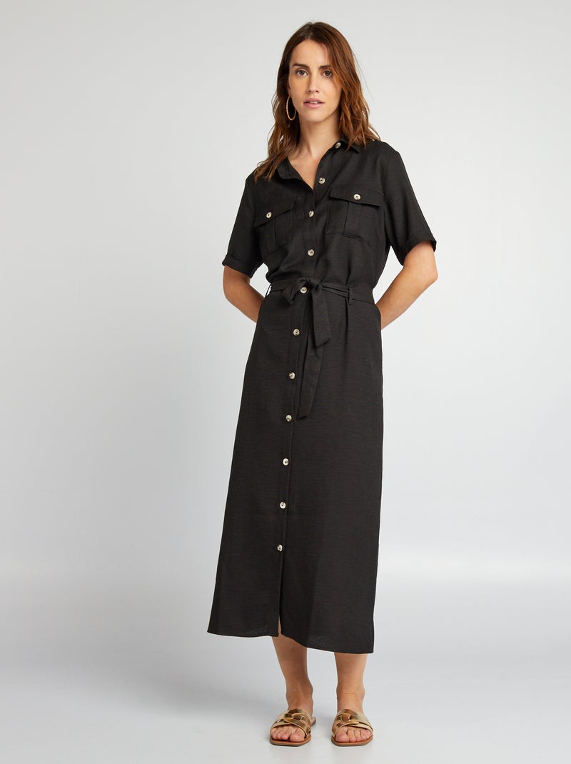 Robe chemise noir - Kiabi