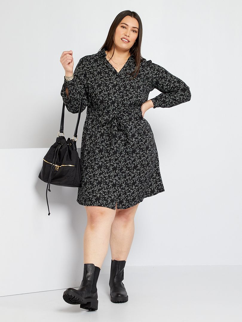 Robe chemise noir/blanc - Kiabi