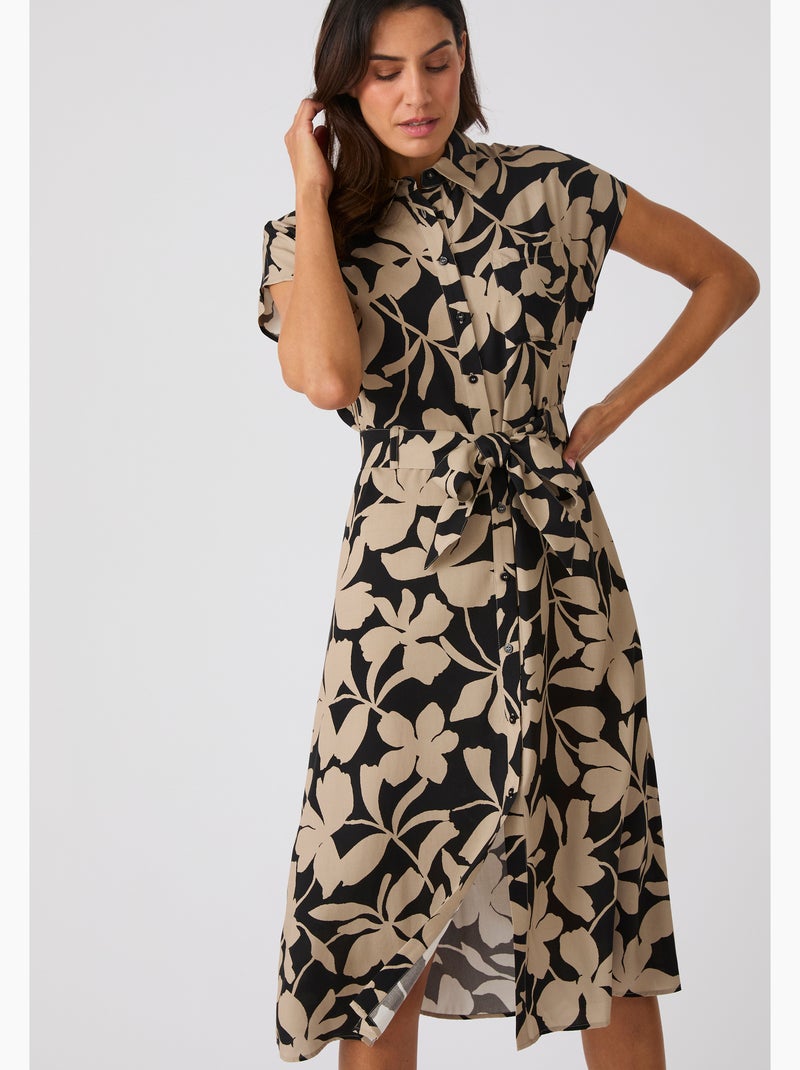 Robe-chemise pure viscose - Damart Marron - Kiabi