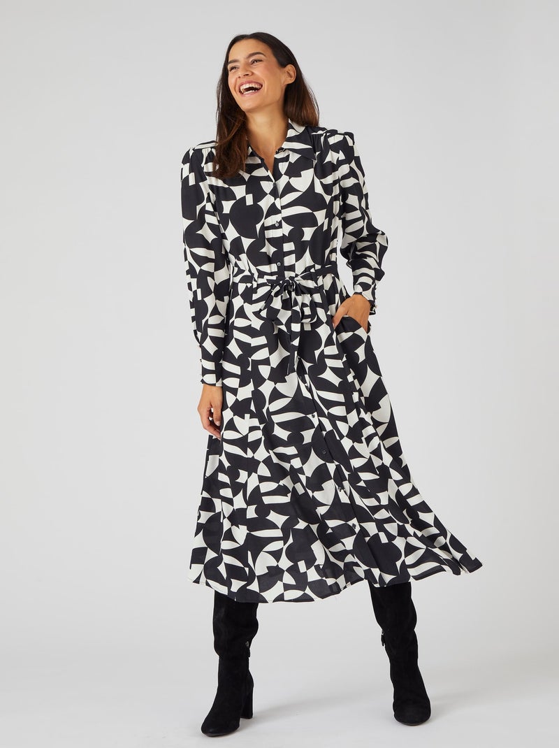 Robe-chemise pure viscose - Damart Noir - Kiabi