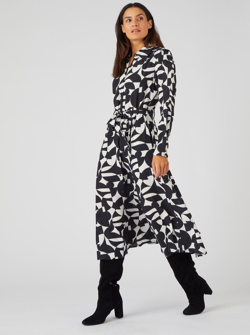 Robe-chemise pure viscose - Damart Noir - Kiabi