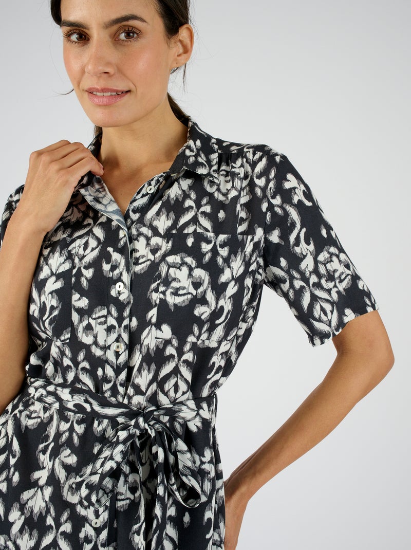 Robe-chemise pure viscose - Damart Noir - Kiabi