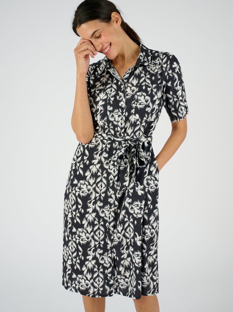 Robe-chemise pure viscose - Damart Noir - Kiabi