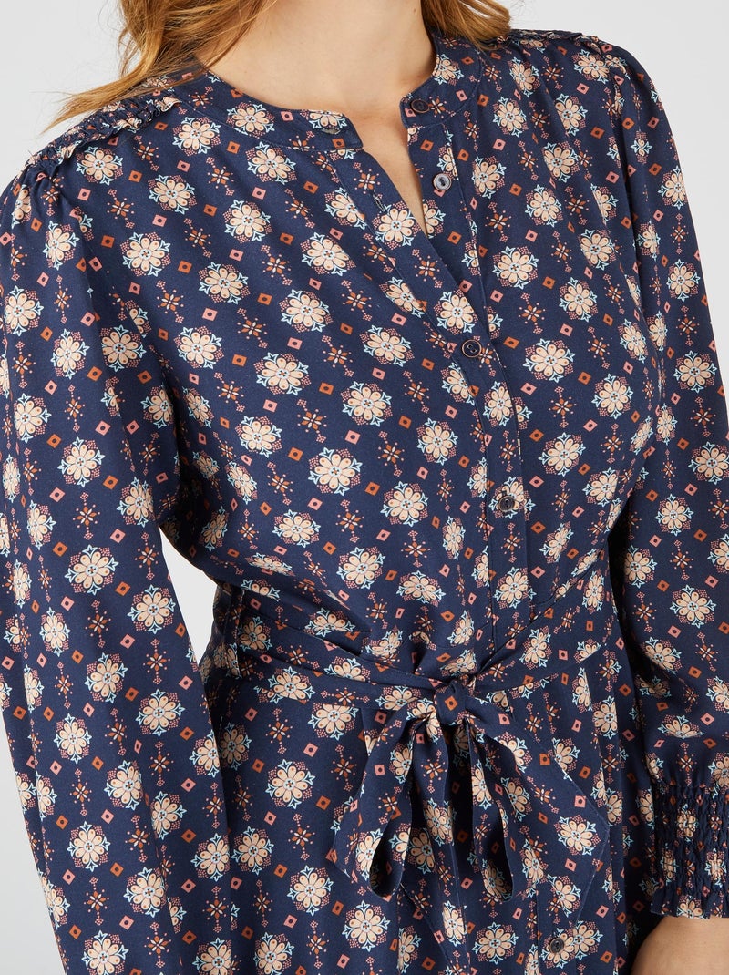 Robe-chemise pure viscose Lenzing(TM) EcoVero(TM) - Damart Bleu marine - Kiabi