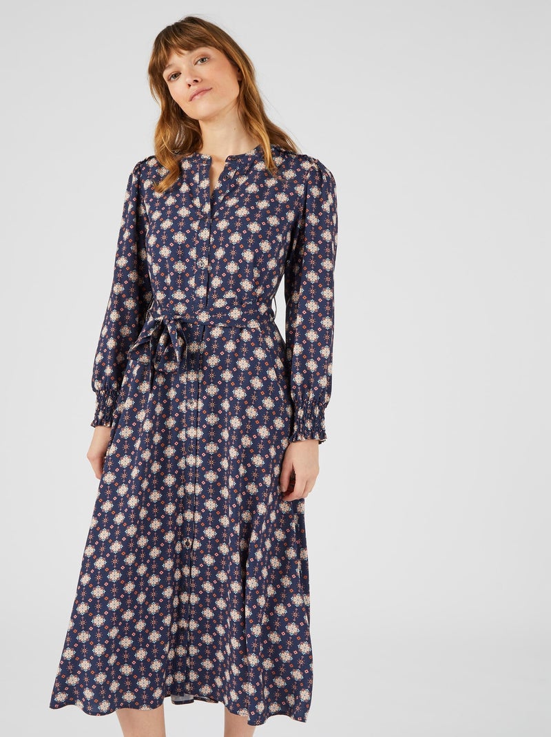 Robe-chemise pure viscose Lenzing(TM) EcoVero(TM) - Damart Bleu marine - Kiabi
