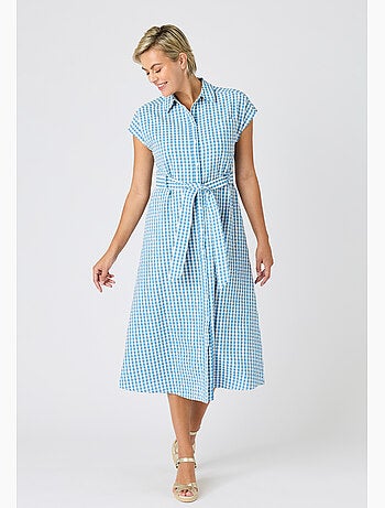 Robe-chemise tissu gaufré - damart