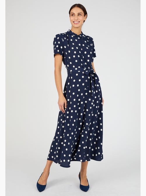 Robe-chemise viscose fluide imprimé pois - Damart - Kiabi